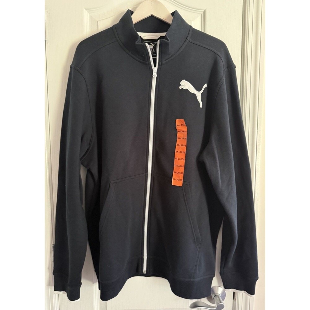 New Men’s Puma Warm Cell Track Fleece Jacket Size XXL Black White Full Zip